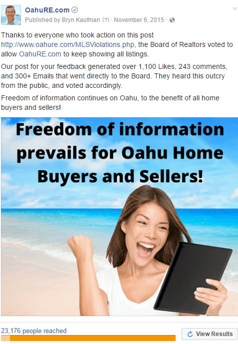 Freedom of information prevails for Oahu Home Buyers and Sellers